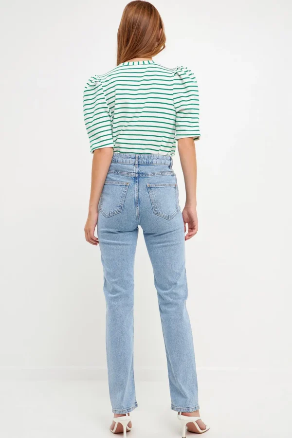 ENGLISH FACTORY Tops*- Stripe Women Knit Shirt