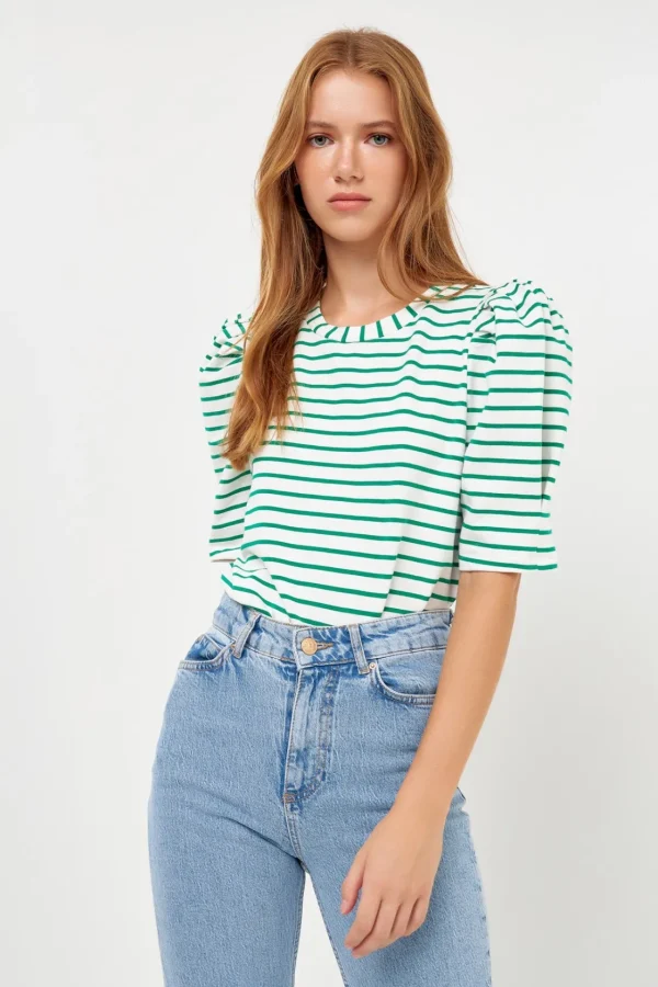 ENGLISH FACTORY Tops*- Stripe Women Knit Shirt