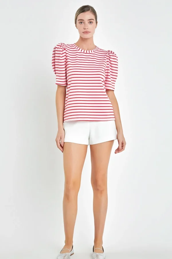 ENGLISH FACTORY Tops*- Stripe Women Knit Shirt