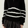 ENGLISH FACTORY Sweaters & Knits | Tops*- Stripe Zip up Sweater