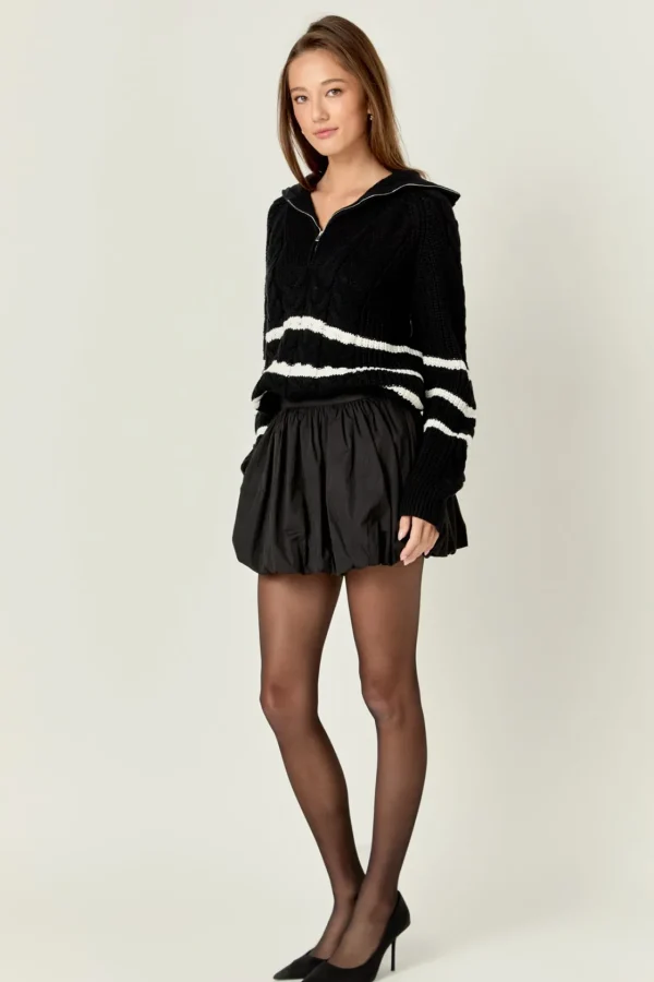ENGLISH FACTORY Sweaters & Knits | Tops*- Stripe Zip up Sweater