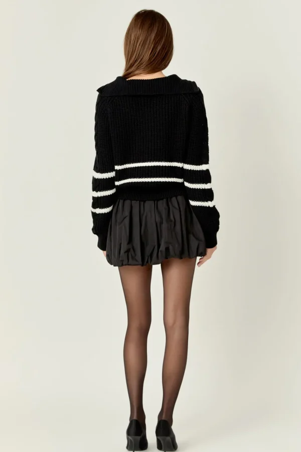 ENGLISH FACTORY Sweaters & Knits | Tops*- Stripe Zip up Sweater