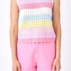 ENGLISH FACTORY Tops*- Striped Crochet Top MULTI