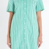 ENGLISH FACTORY Tops*- Striped Binded Wide Sleeve Mini Dress KELLYGREEN