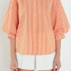 ENGLISH FACTORY Shirts & Blouses*- Striped Balloon Sleeve Shirt Relaxed fit ORANGE