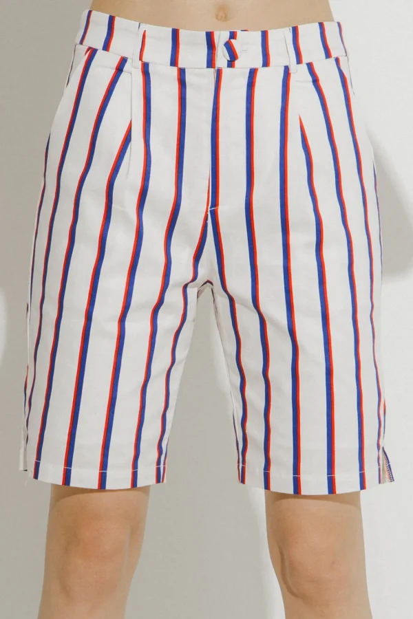 ENGLISH FACTORY Pants | Tops*- Striped Bermuda Pants WHITE