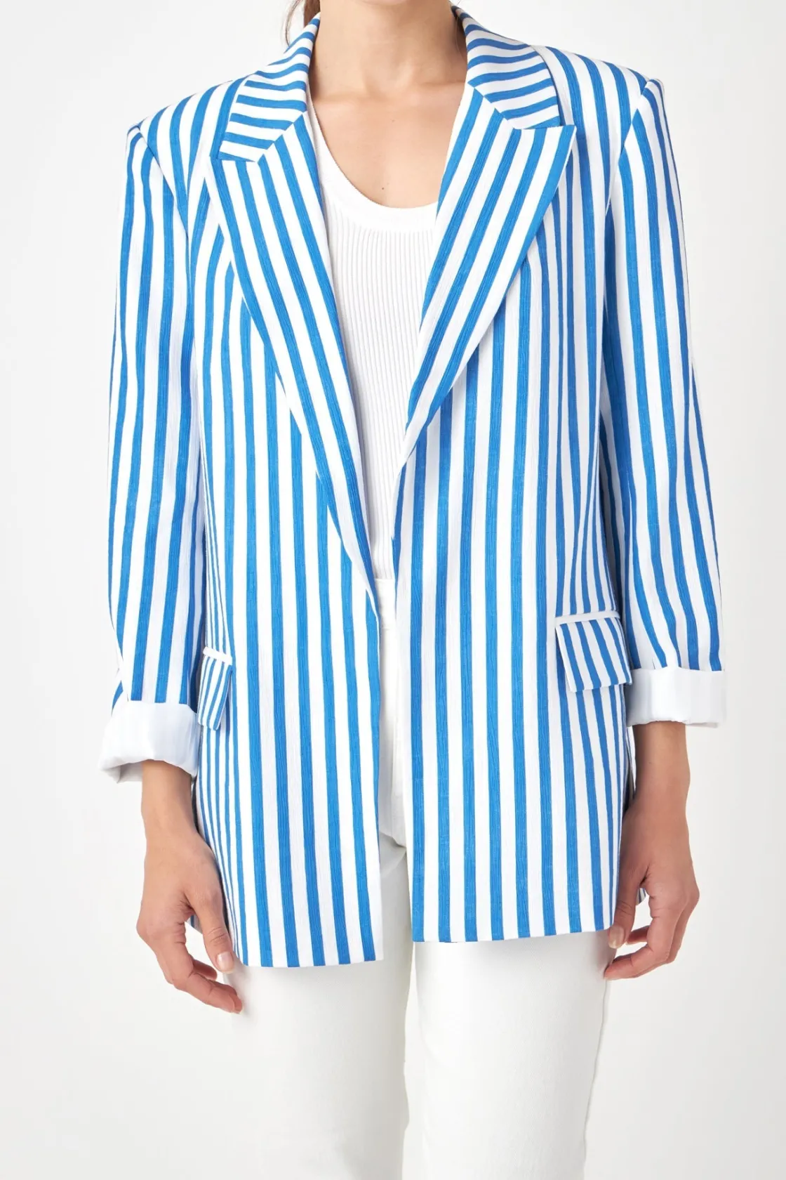 english_factory__striped__0-19.webp ENGLISH FACTORY Blazers | Tops*- Striped Pocketed Blazer BLUESTRIPE