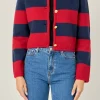 ENGLISH FACTORY Sweaters & Knits*- Striped Knit Cardigan CHERRY/NAVY