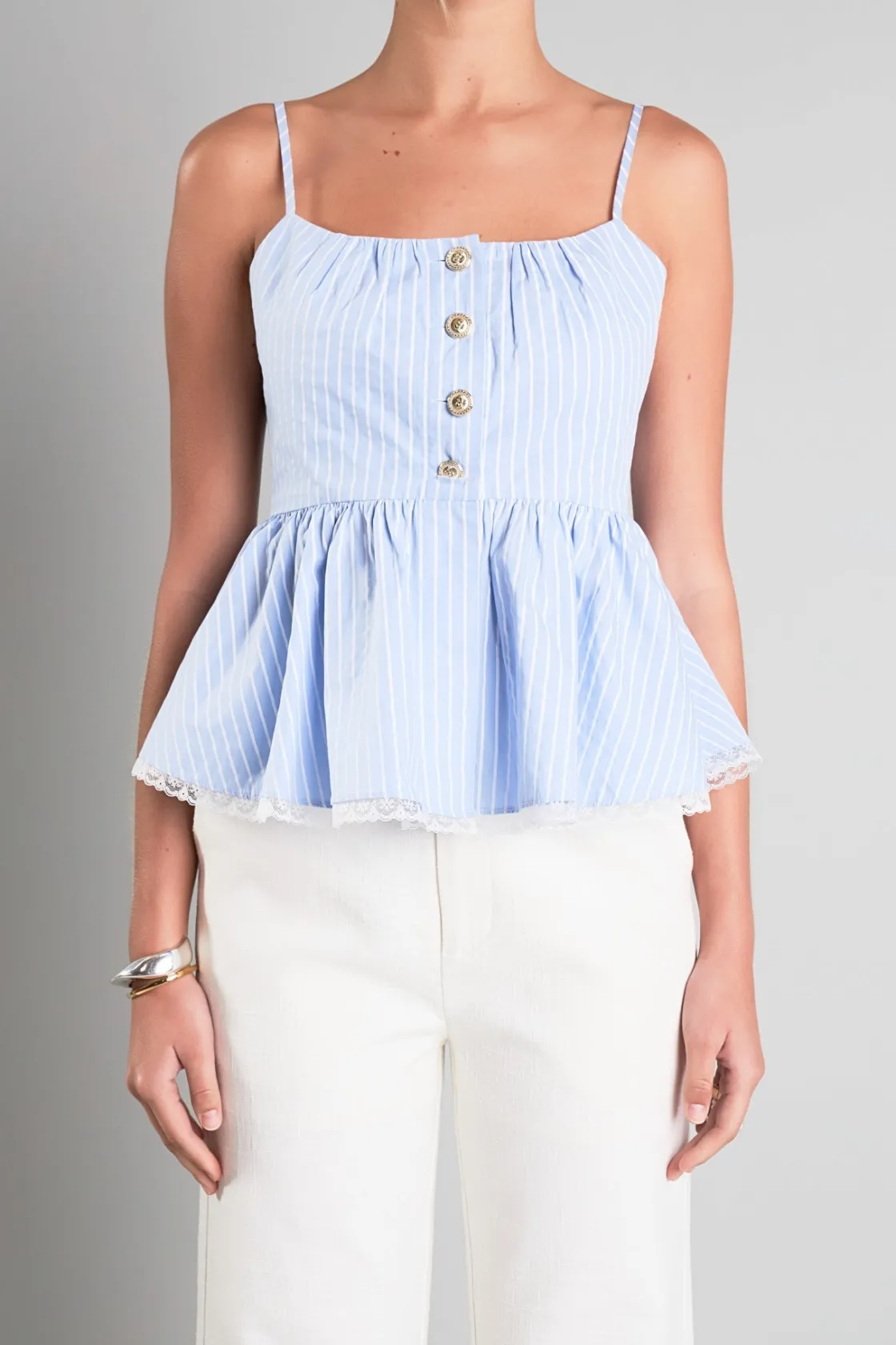 english_factory__striped__0-27.webp ENGLISH FACTORY Matching Sets | Tops*- Striped Peplum Top BLUE/WHITE