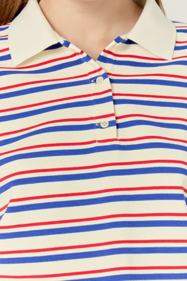 ENGLISH FACTORY Sweaters & Knits | Tops*- Striped Henley Sweater RED/BLUESTRIPE
