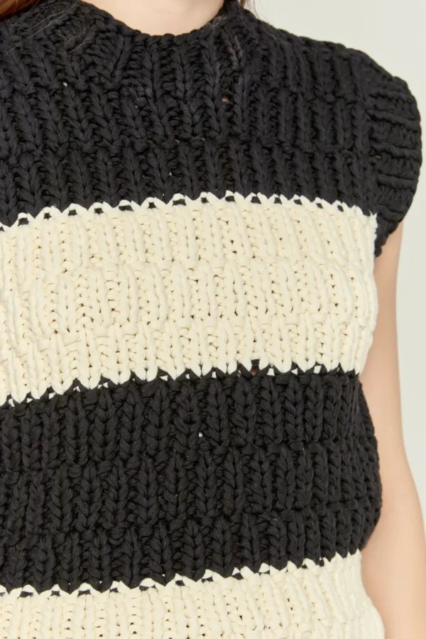 ENGLISH FACTORY Sweaters & Knits | Vest*- Striped Chunky Vest BLACK/IVORY