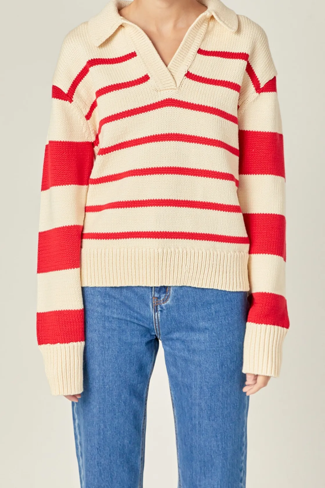 english_factory__striped__0-34.webp ENGLISH FACTORY Sweaters & Knits*- Striped Sweater CREAM/RED