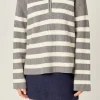 ENGLISH FACTORY Sweaters & Knits | Tops*- Striped Half-Zip Relaxed Sweater
