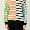 ENGLISH FACTORY Sweaters & Knits | Tops*- Striped Combo Sweater with Buttons MULTI