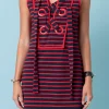 ENGLISH FACTORY Lace Dresses | White Dresses*- Striped Knit Lace Up Dress