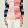 ENGLISH FACTORY Tops*- Striped Color Blocked 3/4 Length Sleeve Tee MULTI
