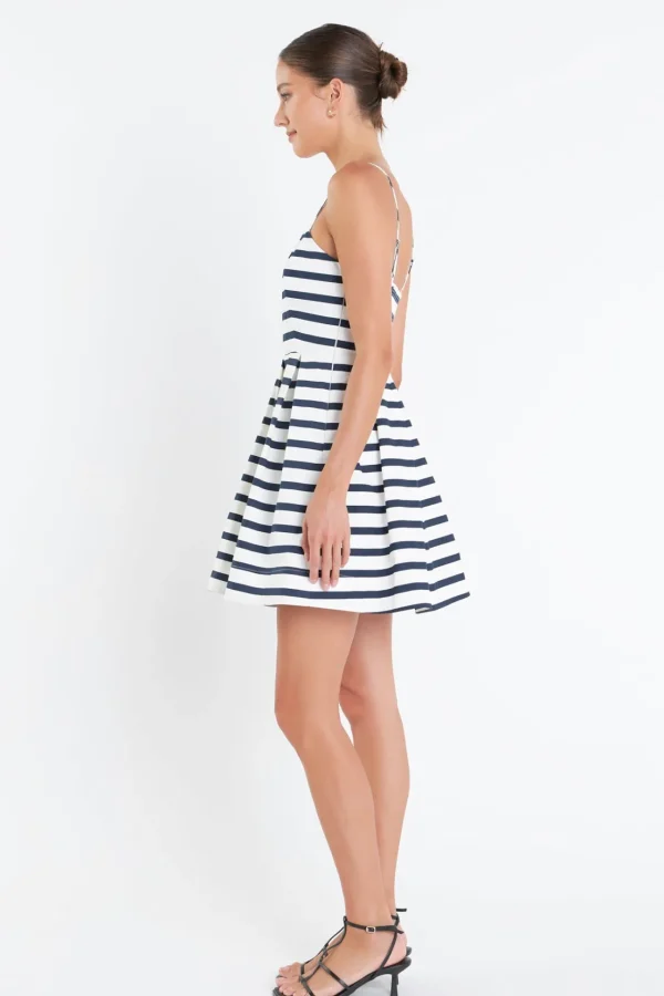 ENGLISH FACTORY Tops*- Striped Mini Dress NAVY/WHITE