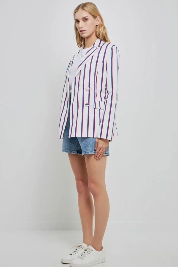 ENGLISH FACTORY Jackets & Coats | Blazers*- Striped Double Breasted Blazer WHITE