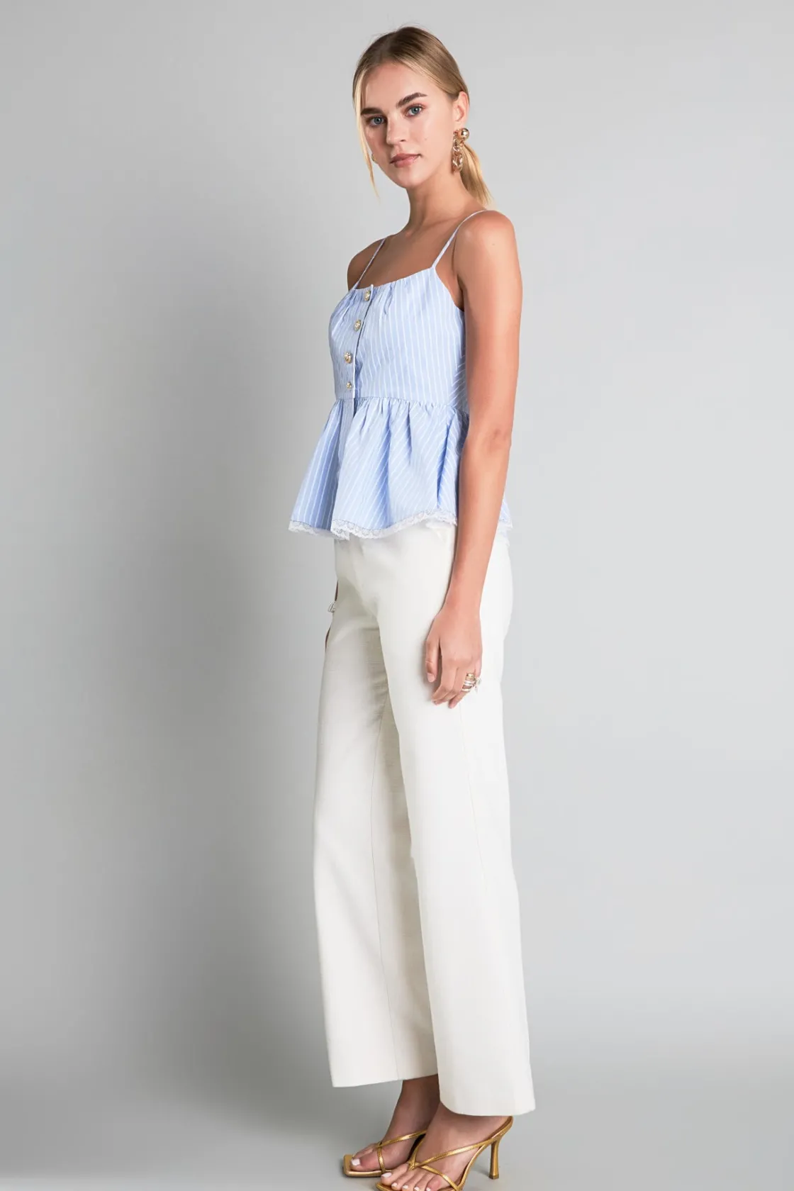english_factory__striped__1-27.webp ENGLISH FACTORY Matching Sets | Tops*- Striped Peplum Top BLUE/WHITE