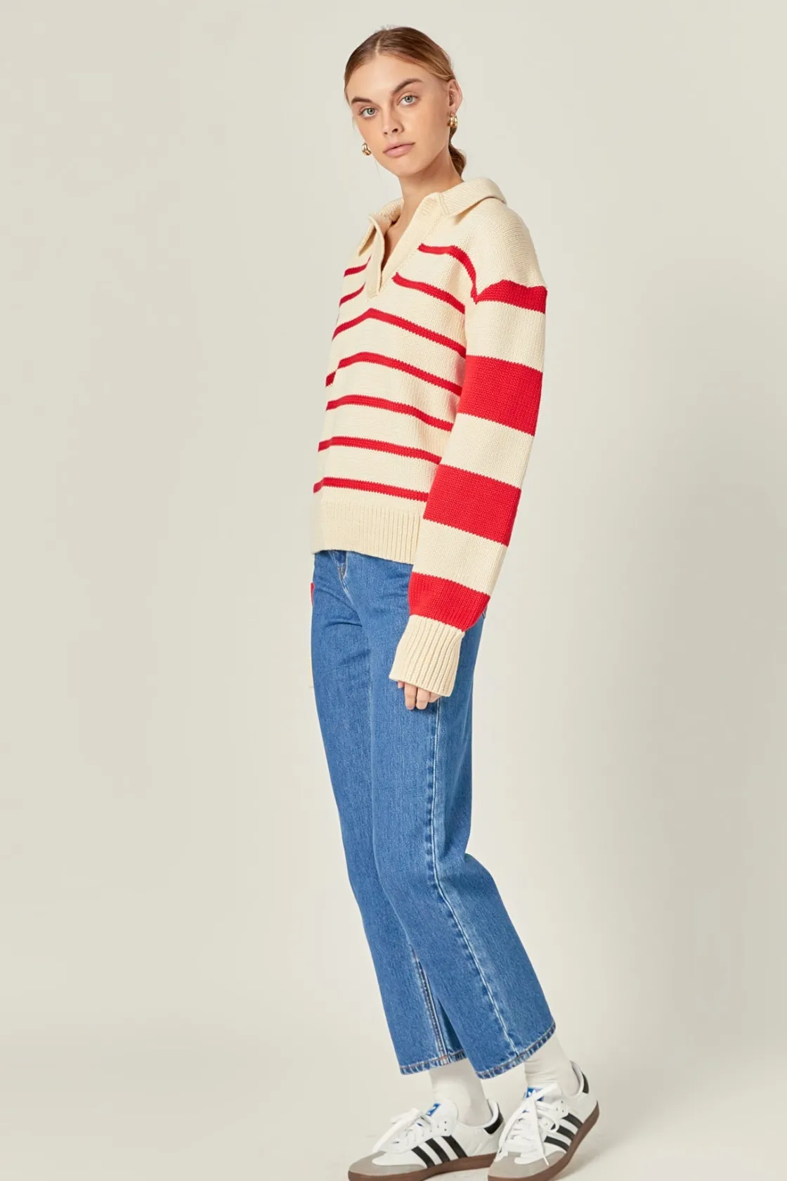 english_factory__striped__1-34.webp ENGLISH FACTORY Sweaters & Knits*- Striped Sweater CREAM/RED
