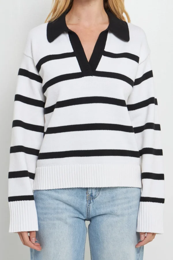 ENGLISH FACTORY Sweaters & Knits | Tops*- Striped Collared Sweater