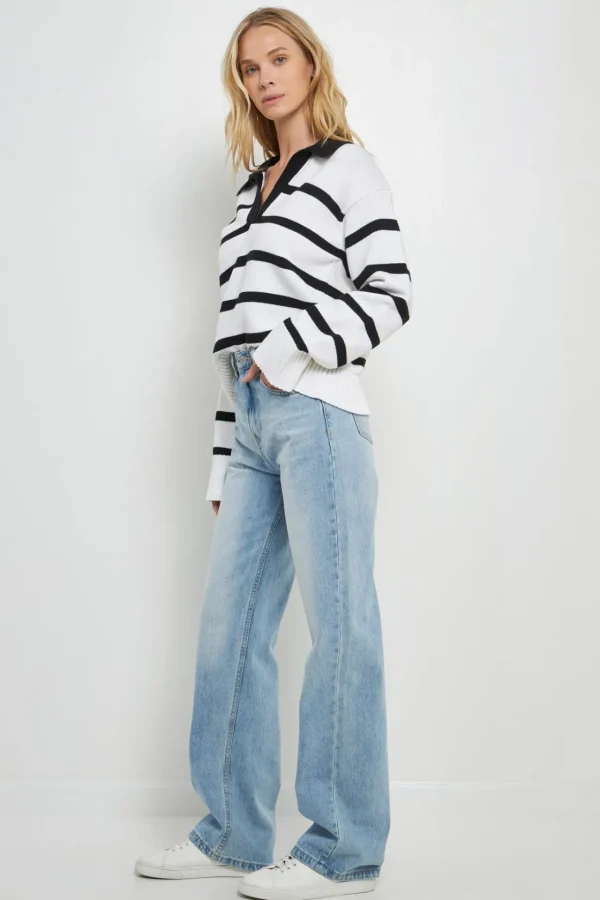 ENGLISH FACTORY Sweaters & Knits | Tops*- Striped Collared Sweater