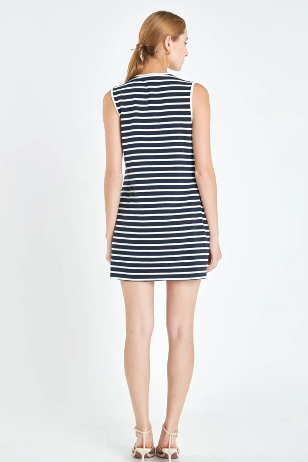 ENGLISH FACTORY Lace Dresses | White Dresses*- Striped Knit Lace Up Dress