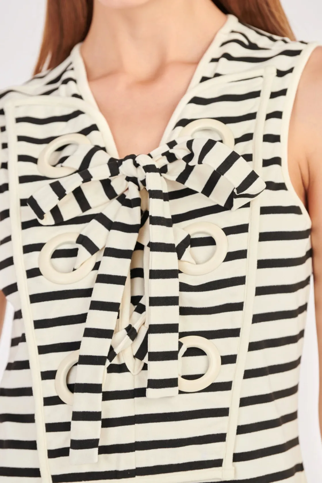 english_factory__striped__15-2.webp ENGLISH FACTORY Lace Dresses | White Dresses*- Striped Knit Lace Up Dress