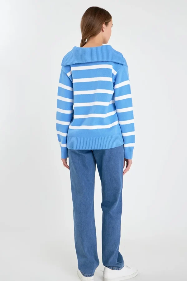 ENGLISH FACTORY Sweaters & Knits | Tops*- Striped Knit Zip Pullover