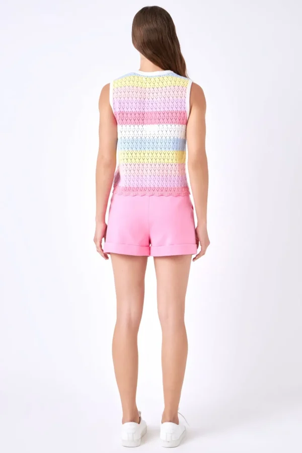 ENGLISH FACTORY Tops*- Striped Crochet Top MULTI