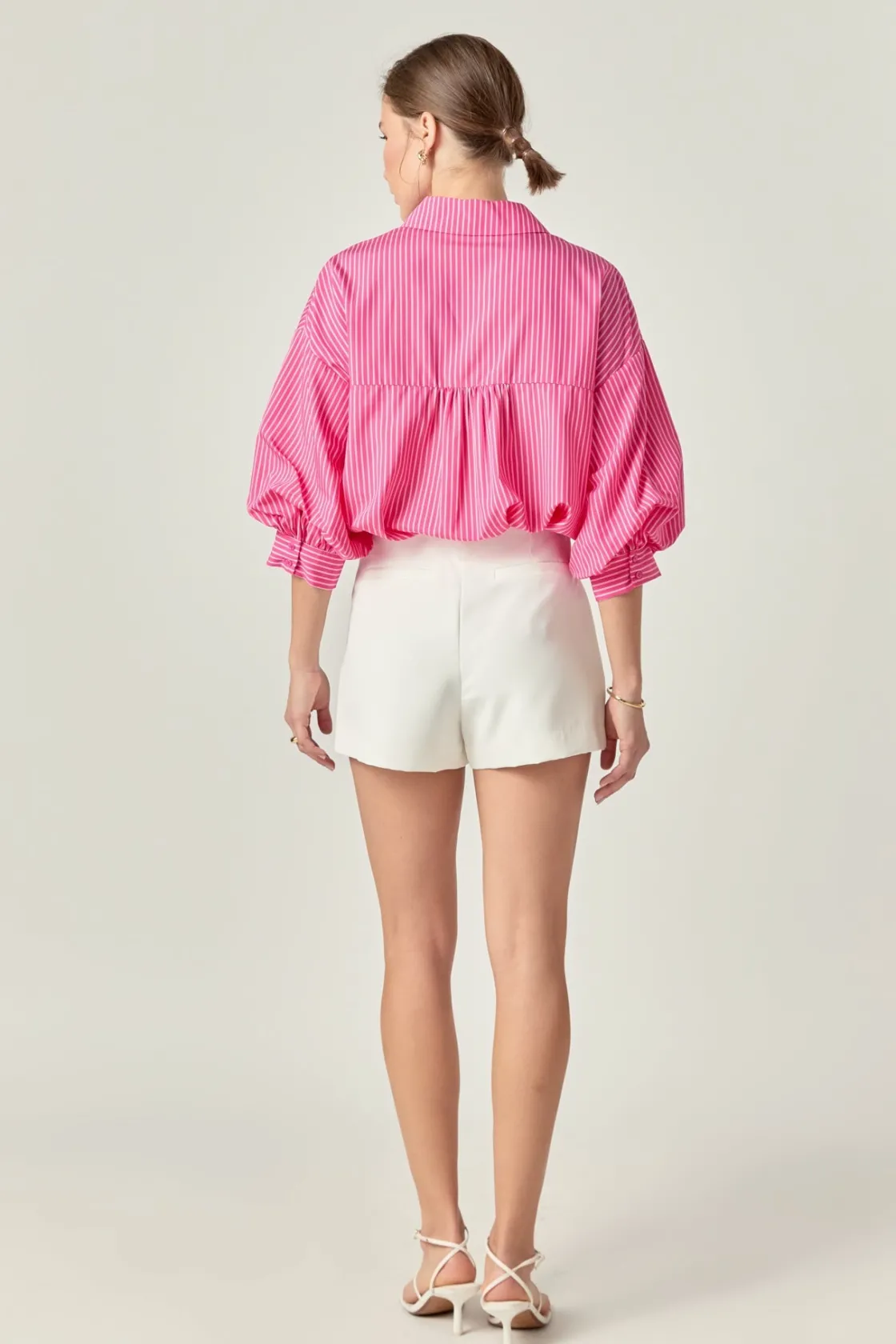 english_factory__striped__2-12.webp ENGLISH FACTORY Shirts & Blouses | Tops*- Striped Balloon Sleeve Shirt Regular fit FUCHSIA