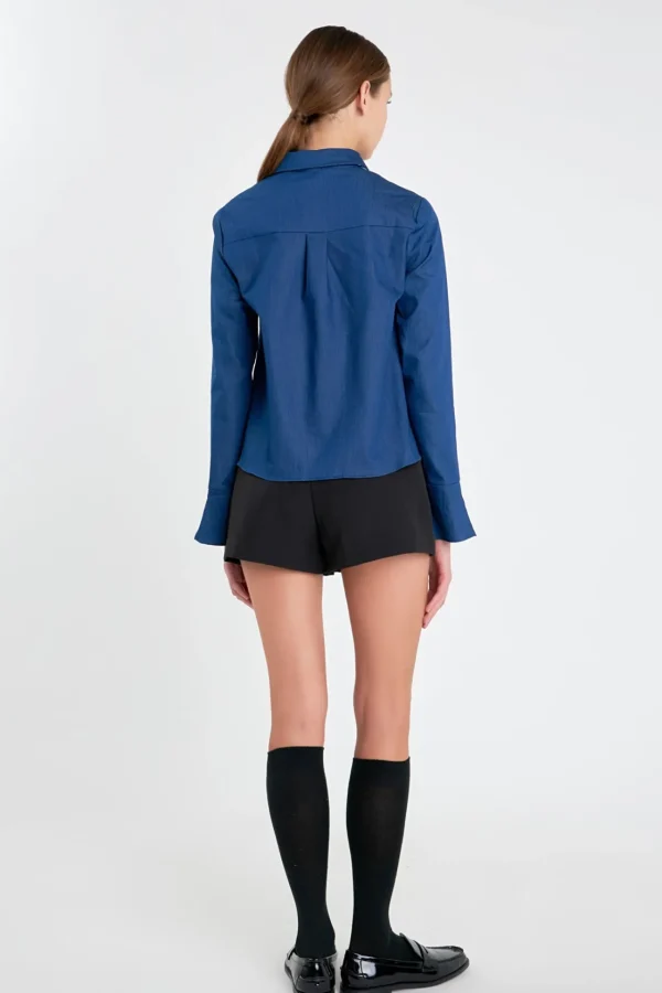ENGLISH FACTORY Shirts & Blouses | Tops*- Striped Bib Shirts CHAMBRAY