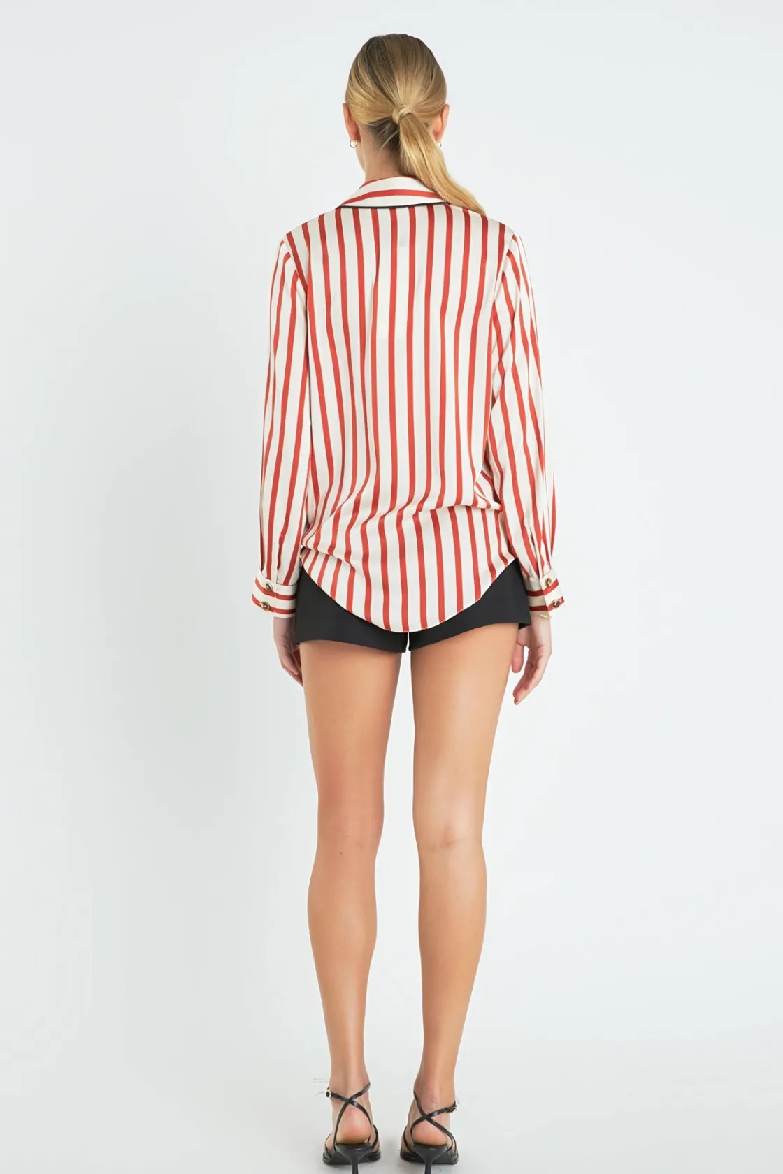 english_factory__striped__2-15.webp ENGLISH FACTORY Shirts & Blouses*- Striped Satin Shirt with Piping CREAM/BURNTORANGE