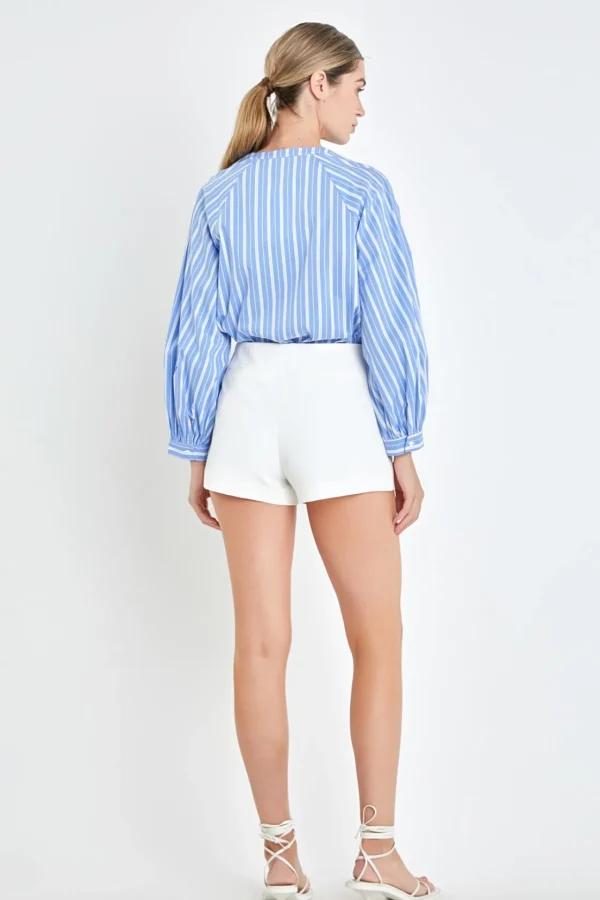 ENGLISH FACTORY Shirts & Blouses*- Striped 3D Shirt POWDERBLUE