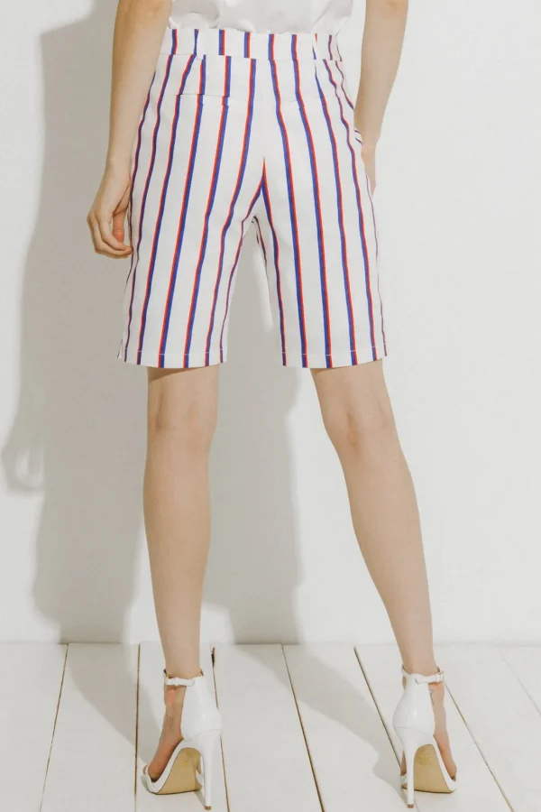 ENGLISH FACTORY Pants | Tops*- Striped Bermuda Pants WHITE