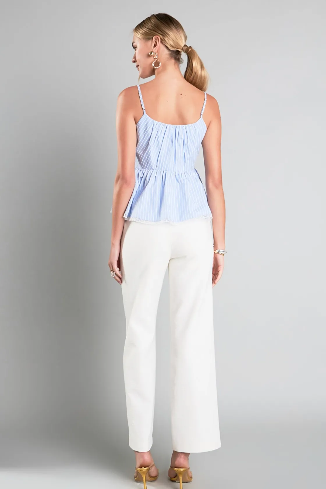 english_factory__striped__2-27.webp ENGLISH FACTORY Matching Sets | Tops*- Striped Peplum Top BLUE/WHITE