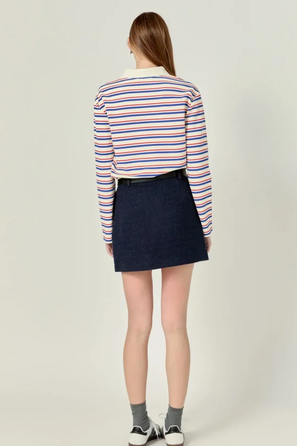 ENGLISH FACTORY Sweaters & Knits | Tops*- Striped Henley Sweater RED/BLUESTRIPE