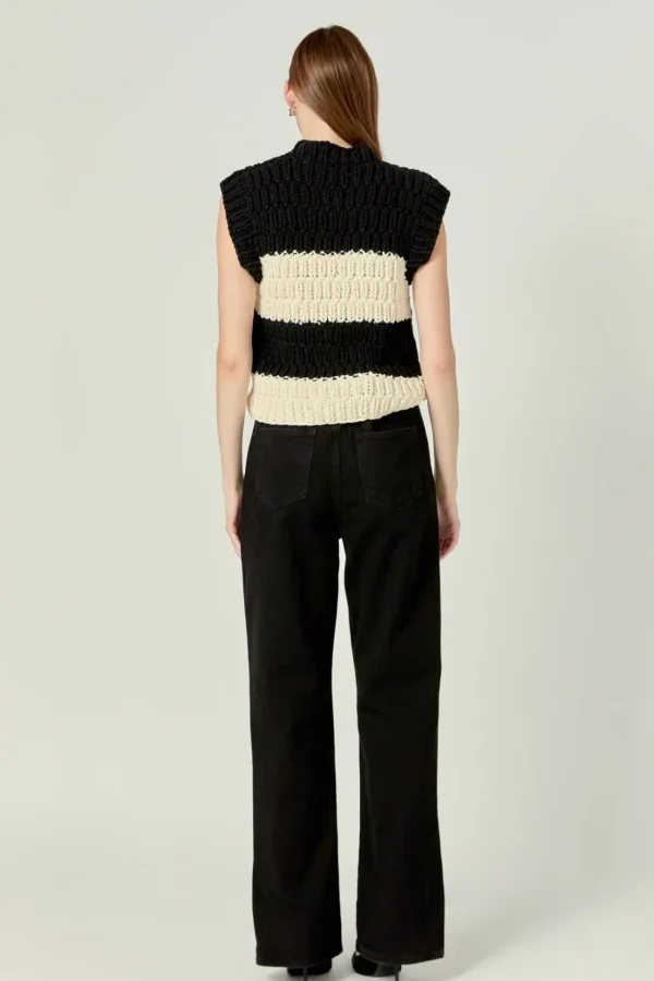 ENGLISH FACTORY Sweaters & Knits | Vest*- Striped Chunky Vest BLACK/IVORY