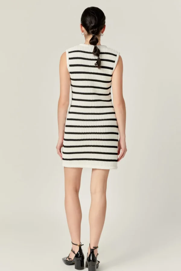 ENGLISH FACTORY Tops*- Striped Knit Vest Dress OFFWHITE/BLACK