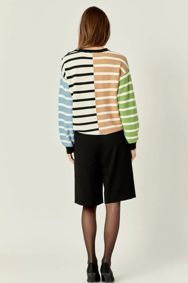 ENGLISH FACTORY Sweaters & Knits | Tops*- Striped Combo Sweater with Buttons MULTI