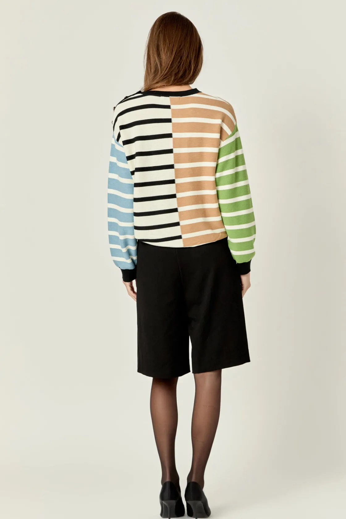 english_factory__striped__2-41.webp ENGLISH FACTORY Sweaters & Knits | Tops*- Striped Combo Sweater with Buttons MULTI