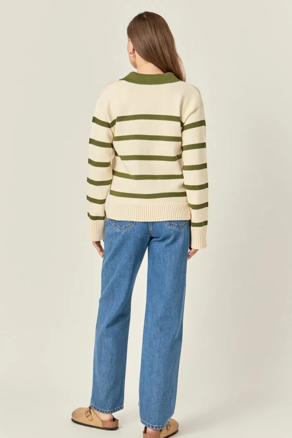 ENGLISH FACTORY Sweaters & Knits | Tops*- Striped Collared Sweater