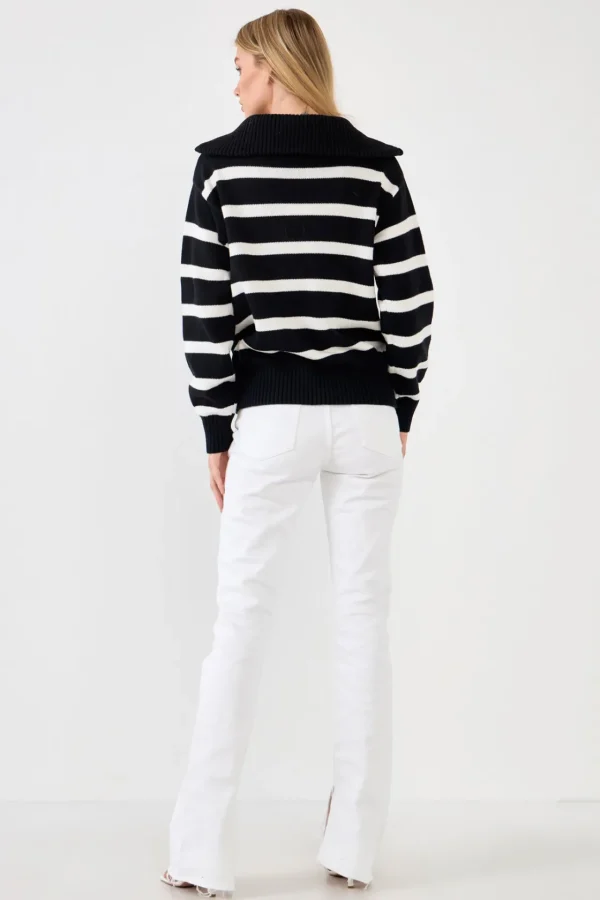 ENGLISH FACTORY Sweaters & Knits | Tops*- Striped Knit Zip Pullover