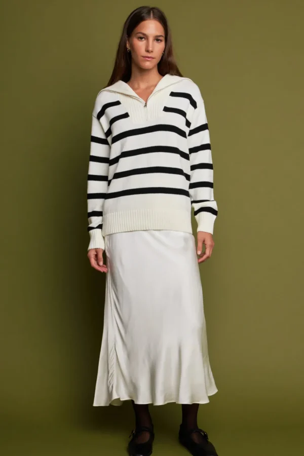 ENGLISH FACTORY Sweaters & Knits | Tops*- Striped Knit Zip Pullover