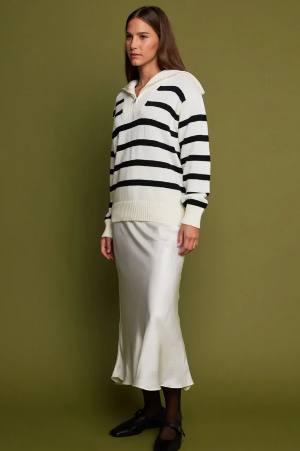 ENGLISH FACTORY Sweaters & Knits | Tops*- Striped Knit Zip Pullover