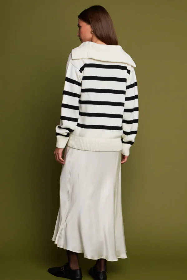 ENGLISH FACTORY Sweaters & Knits | Tops*- Striped Knit Zip Pullover