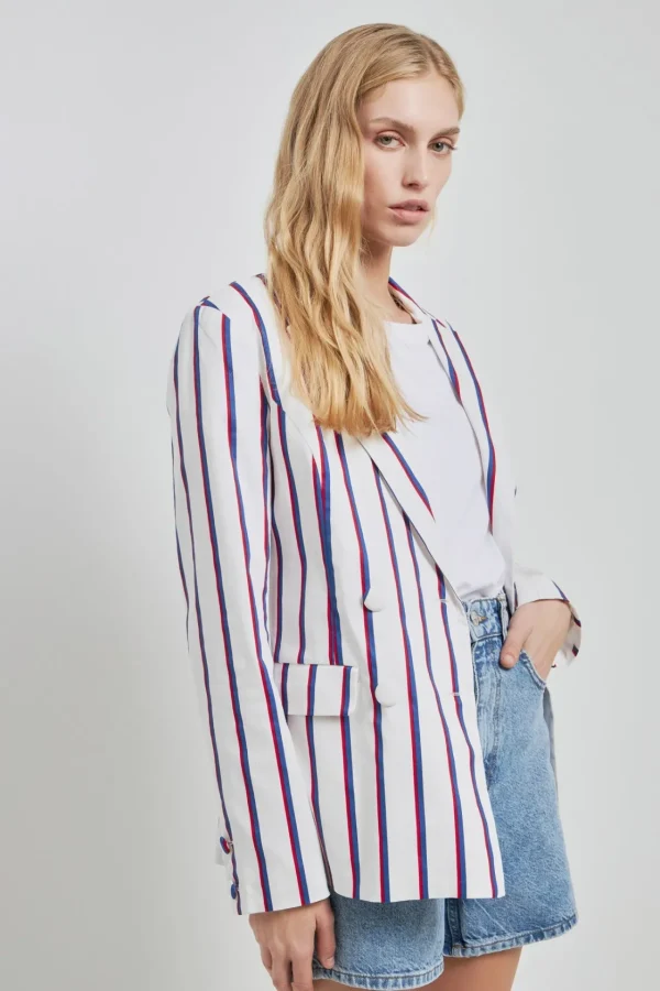 ENGLISH FACTORY Jackets & Coats | Blazers*- Striped Double Breasted Blazer WHITE