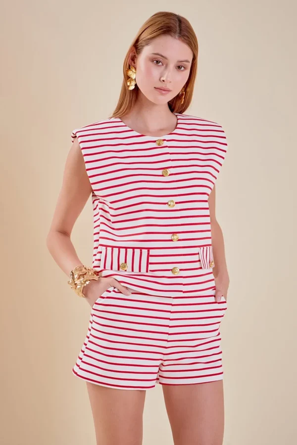 ENGLISH FACTORY Matching Sets | Tops*- Striped Top WHITE/RED