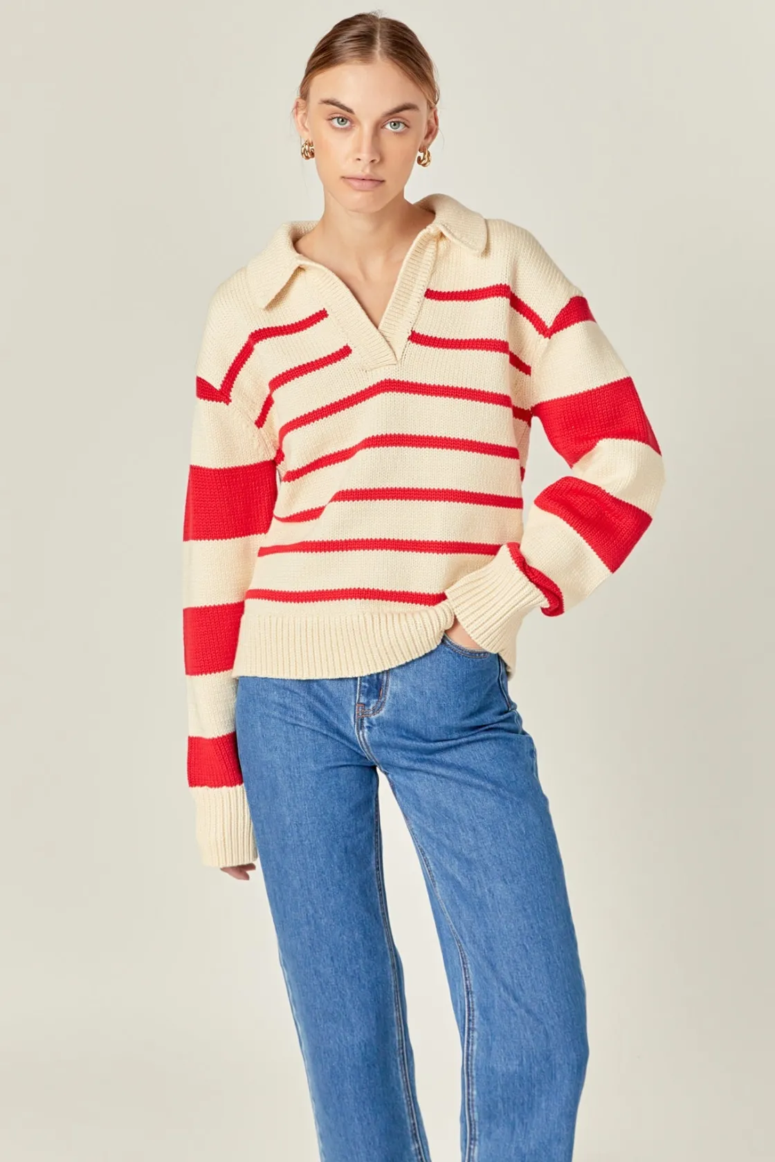 english_factory__striped__3-34.webp ENGLISH FACTORY Sweaters & Knits*- Striped Sweater CREAM/RED