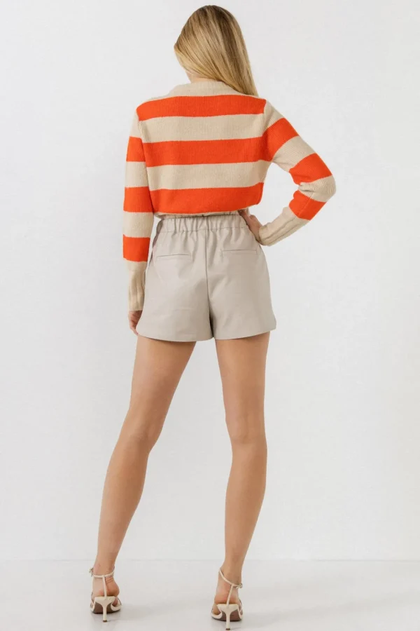 ENGLISH FACTORY Sweaters & Knits | Tops*- Striped Knit Sweater Top BEIGE/ORANGE